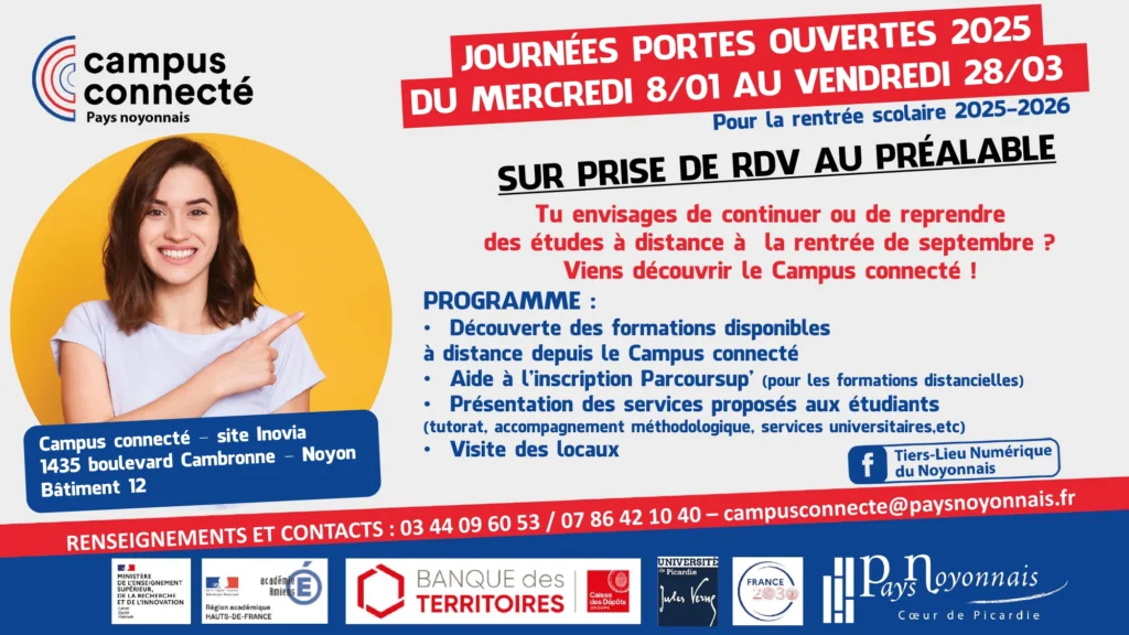 Journées Portes Ouvertes 2025 du Campus Connecté Pays Noyonnais – Étudiez à Distance !